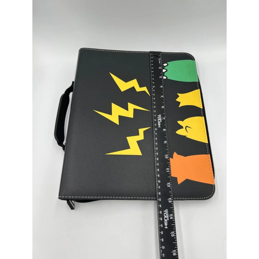 Geecow 9-Pocket Trading Card Binder Zippered 400+ Card Holder Black Lightning